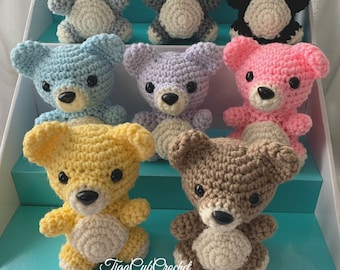 Made To Order! Crochet Small Teddy Bear Forest Zoo Animal Cute Amigurumi Plush