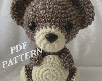 PDF Digital Pattern! Crochet Amigurumi Bernard the Teddy Bear Pattern Kawaii Cute Adorable Plushies Stuffies Gifts For Pets Animals Lovers