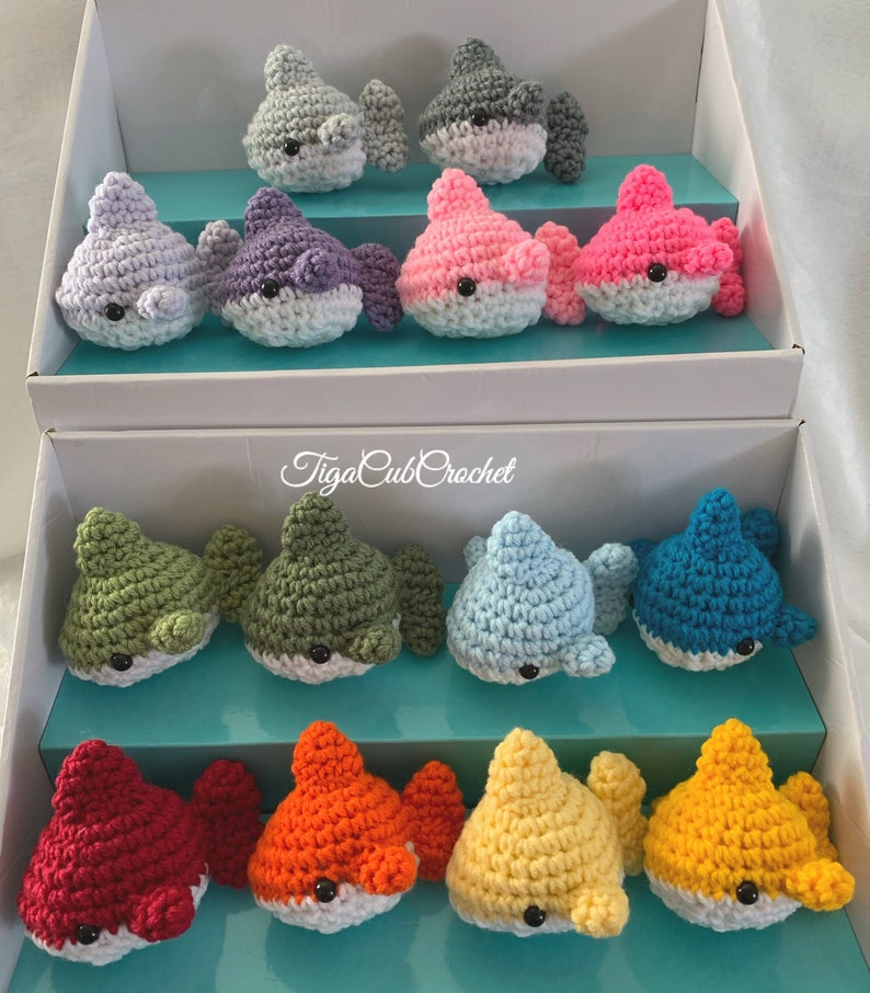 Made To Order Kawaii Cute Adorable Crochet Shark Plushies Stuffies Amigurumi Aquarium Animals Lovers Gifts For Her Gifts For Him Handmade image 1