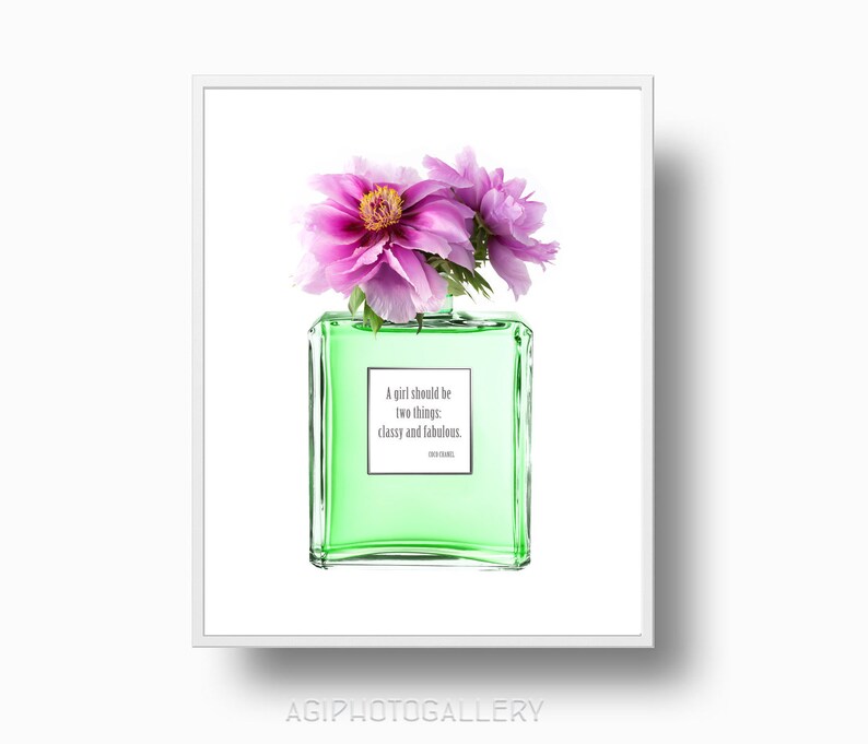 Grüne Chanel Parfüm Flasche Chanel Zitat Paris Chanel Parfum Coco Parfüm Flasche Mit Blume 285 Sofortiger Download Drucken Drucken