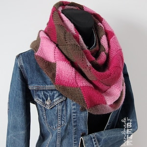 Cuello/bufanda/capota/bufanda de entrelac tejida a mano con sombreado multicolor (marrón, granate, gris topo, burdeos, amaranto, rojo rubí, cereza, rosa)