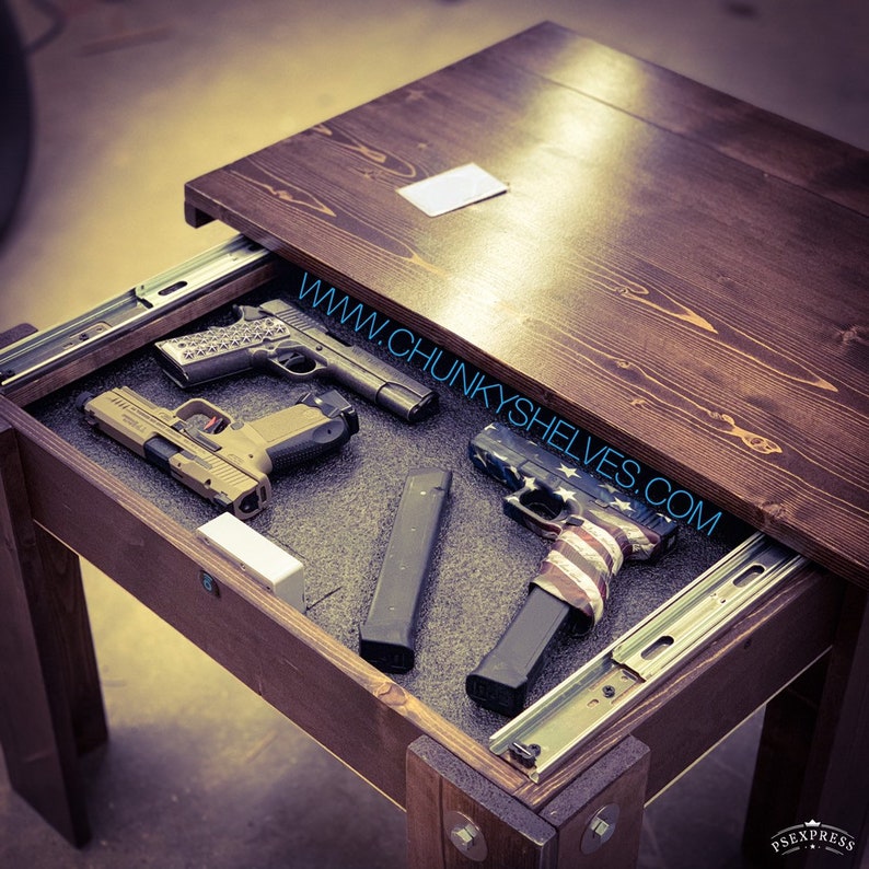Hidden Gun Espresso Concealment End Table Etsy