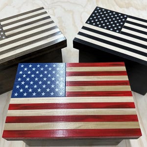 Handmade American Flag Cremation Urn: Veteran Crafted Wooden Memorial