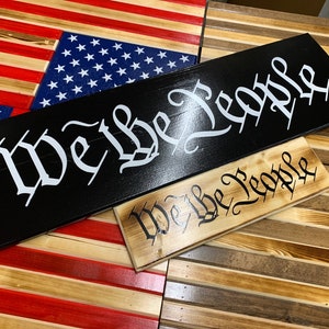 Burnt Wood &#39;We The People&#39; Sign: Rustic Patriotic Wall Decor