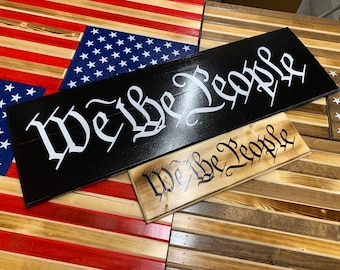 Burnt Wood 'We The People' Sign: Rustic Patriotic Wall Decor
