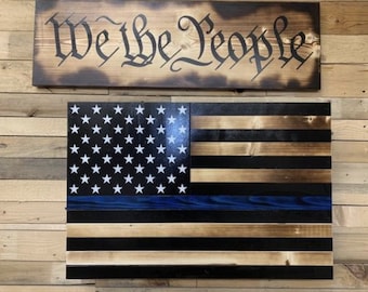 Black and Burnt Blue Line American Flag