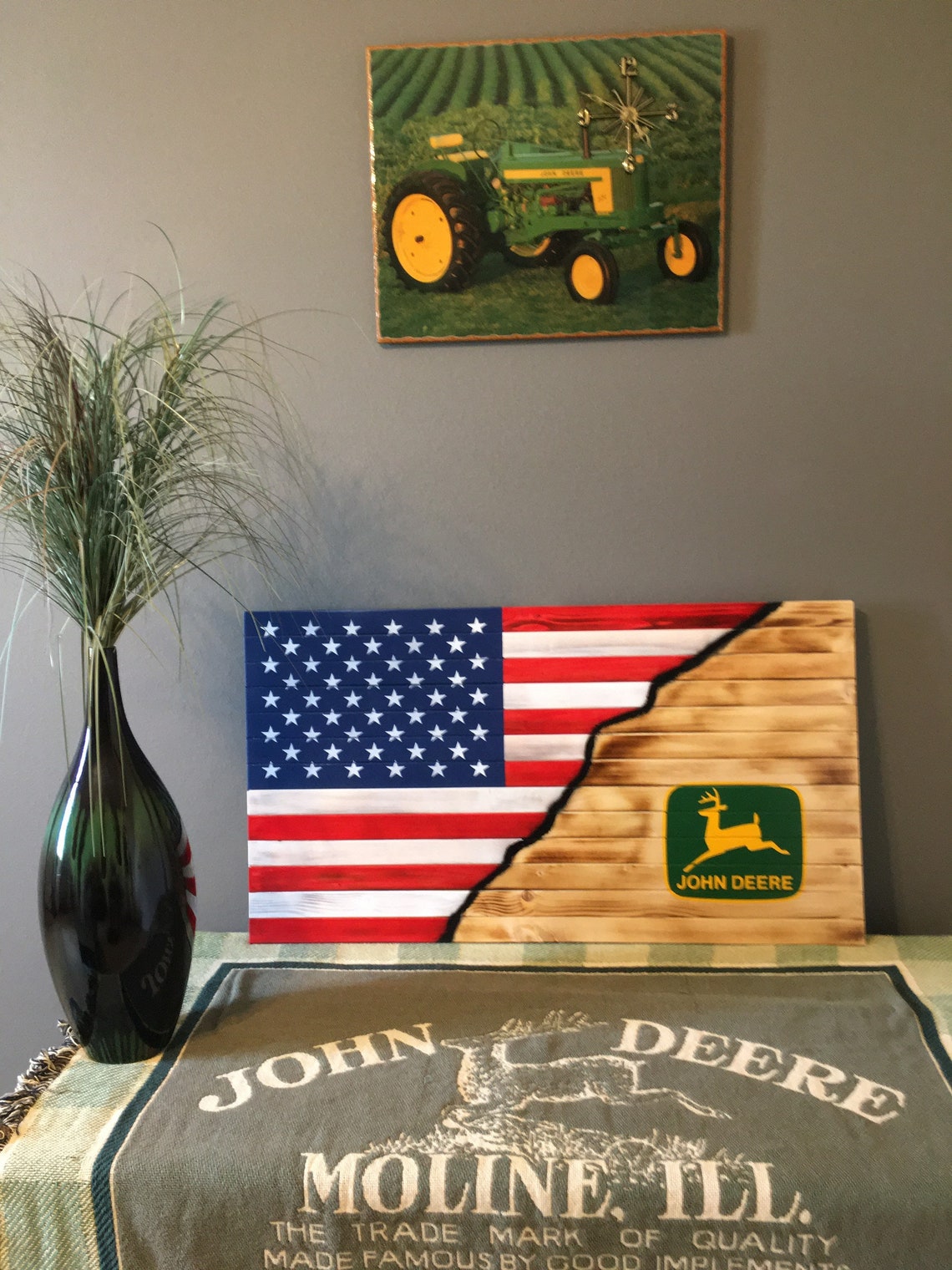 John Deere Flag Wall Art Etsy