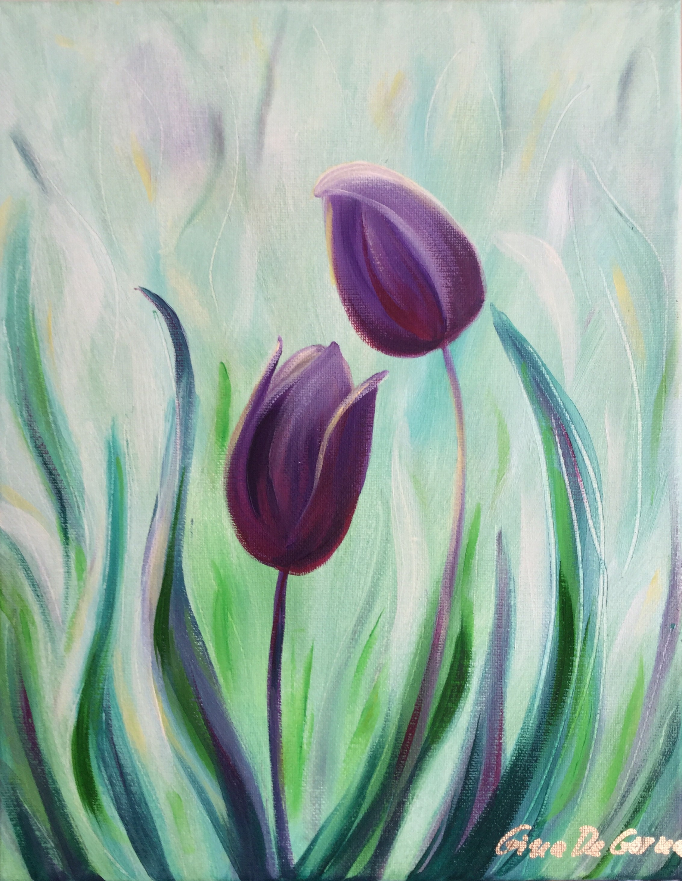 Purple Tulips Original Oil Painting on Canvas Tulip Flowers Etsy