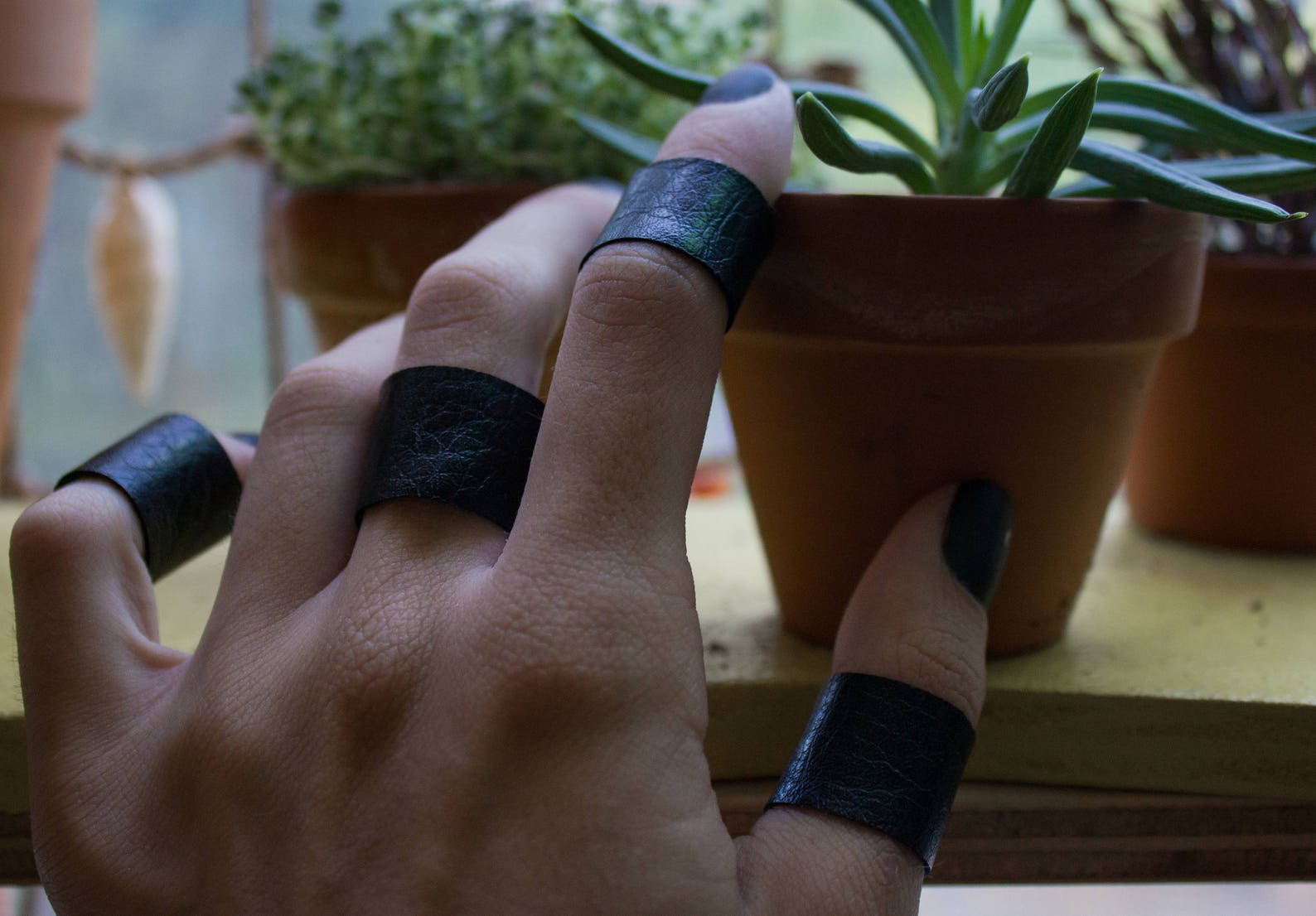 Faux Leather Finger Cuff Faux Leather Cuff Ring Etsy