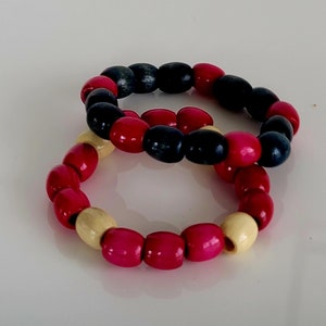 Men's Fuchsia, Black and Light Brown Wood Beaded Necklace bracelets.(SKU# UVM2P20141000)