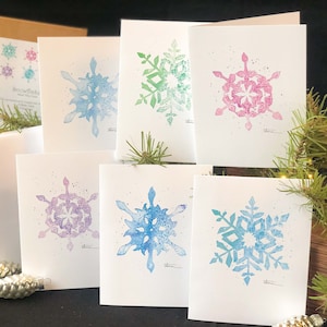 Snowflake Blank Note Card Assortment Pack; 6 Cards, 6 Envelopes; Frameable; High Quality Print; Christmas; Winter; Gift Box;