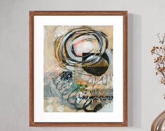 Original Painting, Acrylic on Paper; Mid Century Modern Abstract Design; Matted, Ready to Frame.