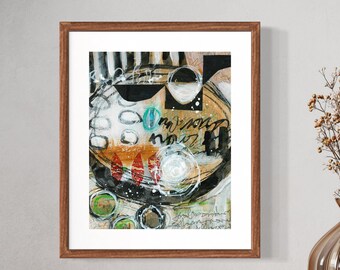 Original Painting, Acrylic on Paper; Mid Century Modern Abstract Design; Matted, Ready to Frame.