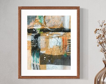 Original Painting, Acrylic on Paper; Mid Century Modern Abstract Design; Matted, Ready to Frame.