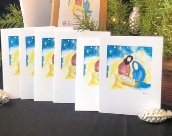 Beautiful Nativity Blank Note Card Gift Pack; 6 Cards, 6 Envelopes; High Quality Print; Greeting Card; Jesus,Mary and, Joseph