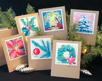 Christmas Note Cards Assortment Pack; 6 Cards, 6 Envelopes; Hand Signed Fine Art Prints; HandCrafted; Frameable; High Quality; Fun Greeting