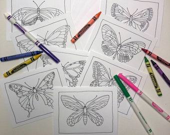 Butterfly Cards to Color and Send, Happy Birthday, Get Well, Thank You; 8 Blank Cards and Envelopes/Kids Activity Kit/DIY/Craft/Coloring