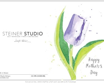 Instant Digital Download / Printable Card / DIY Card / Floral / Gift For Mom / PDF File / Happy Mother's Day / Tulips