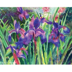 Aangepaste wenskaart; Elke gelegenheid; Paarse Irissen Aquarel; Gepersonaliseerde; Verjaardag / Bruiloft / Sympathie / Get Well / Thank-you / Love