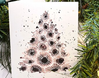 Watercolor "Merry Michigan" Note Card Pack; 6 Cards, 6 Envelopes;