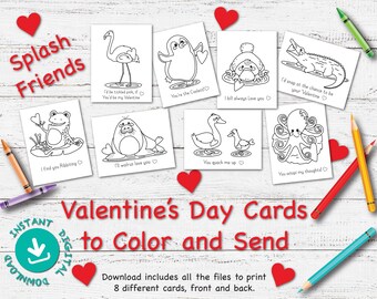 Instant Digital Download / Printable Card / DIY Card / PDF File /Valentine's Day / School Art Project / Coloring /Craft /Kids Activity Kit