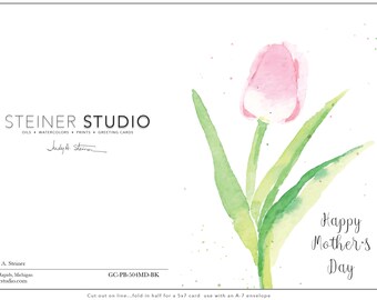 Instant Digital Download / Printable Card / DIY Card / Floral / Gift For Mom / PDF File / Happy Mother's Day / Tulips