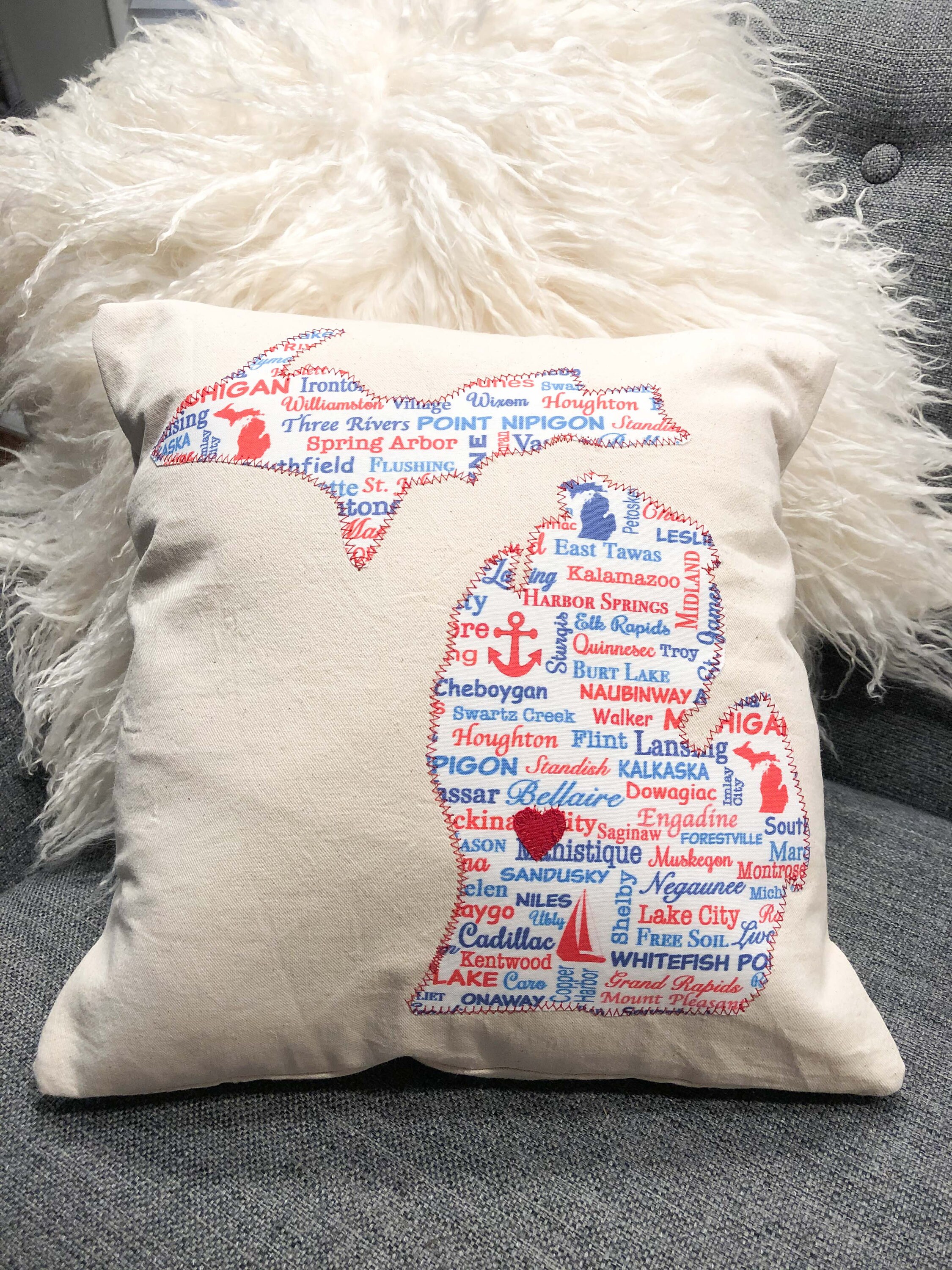 Michigan Throw Pillow Square Cover only OR Cover and Pillow Etsy