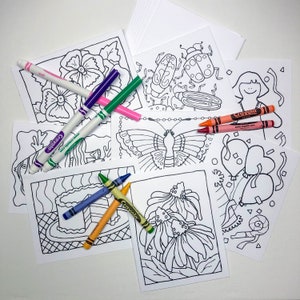 Cards to Color and Send; Happy Birthday, Get Well, Thank You; 8 Blank Cards and Envelopes/Kids Activity Kit/DIY /Craft/Art Project/color