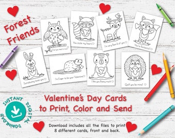 Instant Digital Download / Printable Card / DIY Card / PDF File /Valentine's Day / School Art Project / Coloring /Craft /kids Activity Kit