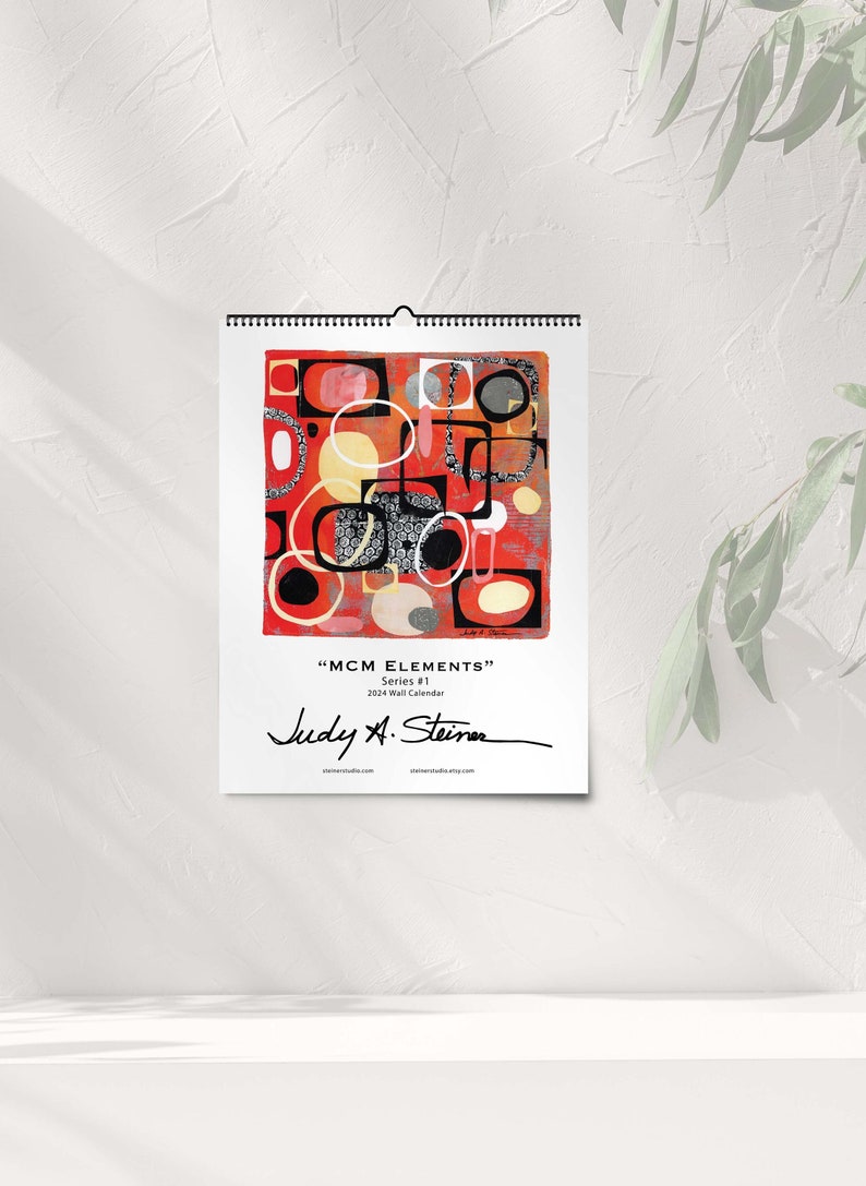 2024 Art Calendar Midcentury Modern Style Wall Hanging FREE Shipping