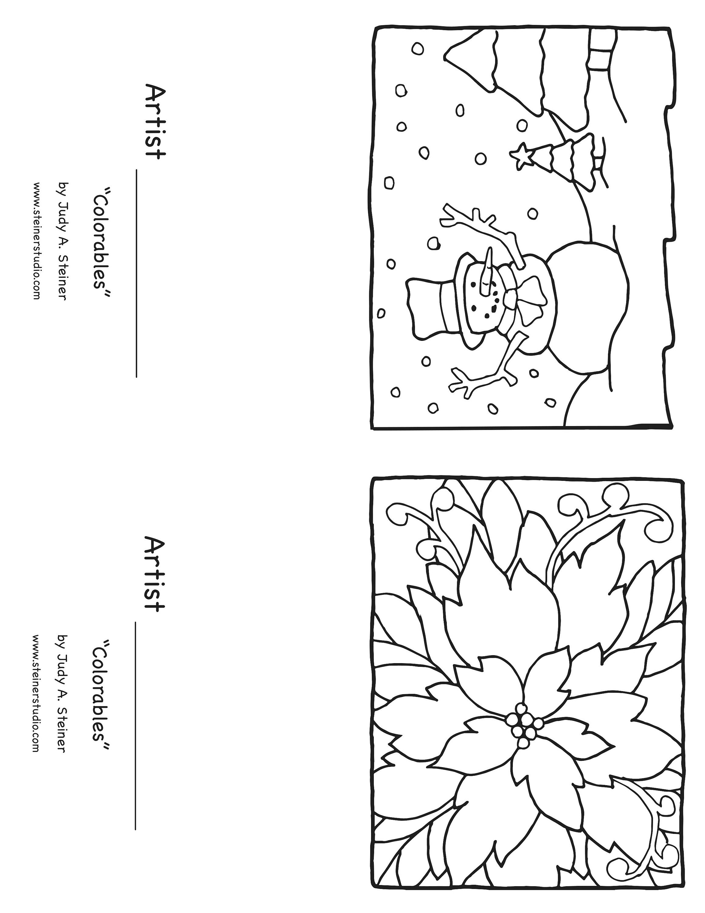 Holiday Printable Coloring Cards / Instant Digital Download / PDF File