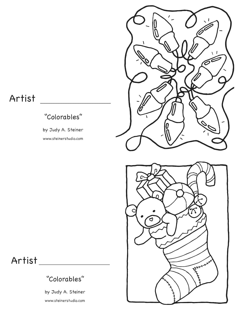 Holiday Printable Coloring Cards / Instant Digital Download / PDF File ...