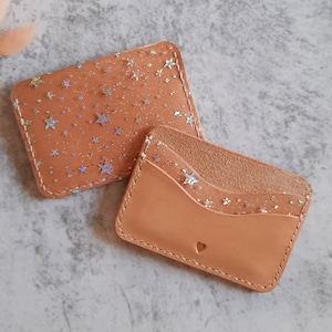 Personalisierte Leder Kartenhülle / Echtes Naturleder / Beige Leder Brieftasche / Leder Kartenetui / Weihnachtsgeschenk