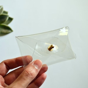 Porte-cartes en PVC transparent / Porte-cartes enveloppe en PVC personnalisé / Porte-cartes de visite en PVC transparent / Cadeau de Noël / Porte-cartes végétalien