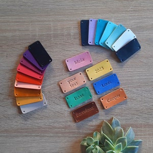 Etiquette rectangulaire en cuir personnalisée / Etiquette en cuir personnalisée / Porte-nom en cuir personnalisé / Porte-nom cadeau / Cuir véritable