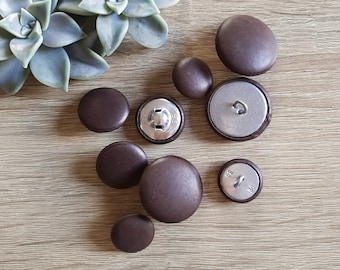 Boutons en cuir marron foncé / Boutons style tige en cuir marron foncé / #30L #36L #44L / Cuir véritable