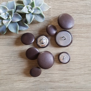 Dark Brown Leather Shank Buttons: Genuine Leather, 30L, 36L, 44L