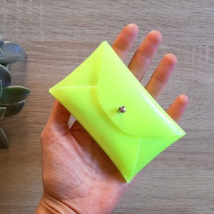 Tarjetero de PVC amarillo fluorescente / Tarjetero con sobre amarillo personalizado / Estuche para tarjetas de visita de PVC amarillo fluorescente / Regalo de Navidad