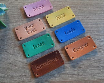 Rectangular personalized leather tag / Custom leather label / Custom leather name tag / Gift name tag / Genuine leather