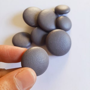 Gray Leather Shank Buttons: Handmade Upholstery & Sewing Supplies