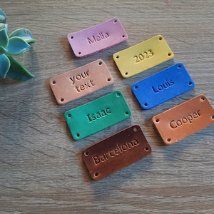 Rectangular personalized leather tag / Custom leather label / Custom leather name tag / Gift name tag / Genuine leather