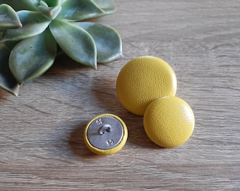 Yellow Leather Shank Buttons: Handmade Upholstery, Coat, and Bag Fasteners