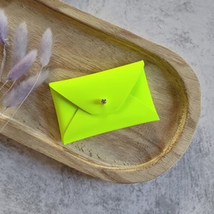 Estojo para cartão de couro amarelo fluo/porta-cartão envelope amarelo personalizado/estojo para cartão de visita em couro amarelo neon/couro genuíno