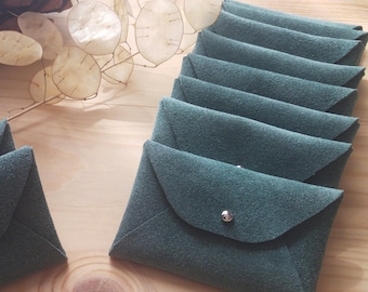 Tarjetero de piel verde mar / Tarjetero personalizado con sobre verde / Tarjetero de piel verde / Piel auténtica / Regalo de Navidad