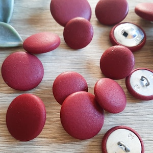 Bordeaux Leather Shank Buttons: Handmade Dark Red Upholstery and Sewing Buttons
