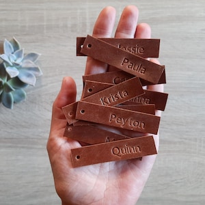 Custom leather tag / Personalized leather name label /  leather name tag / Gift name tag / Genuine leather