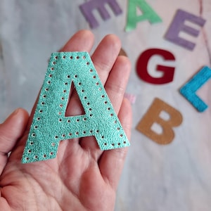 Metallic Leather Letter Patch: Handmade Initial Applique, Sew-On or Sticker
