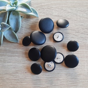 Boutons en cuir noir / Boutons style tige en cuir noirs / 30L 36L 44L / Cuir véritable image 7