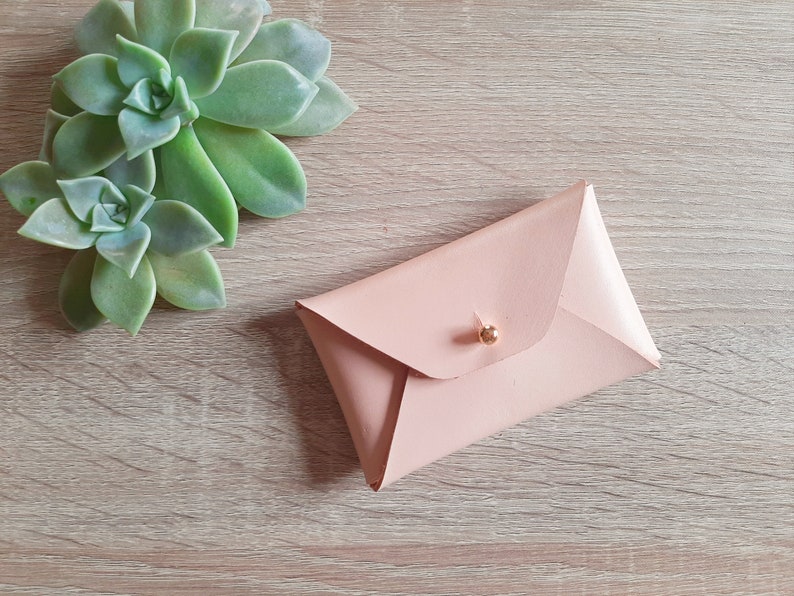 Nude leather card case Personalized nude envelope card holder Nude leather business card case Genuine leather Christmas gift