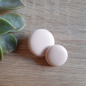 Beige Leather Shank Buttons: Handmade Upholstery & Sewing Supplies